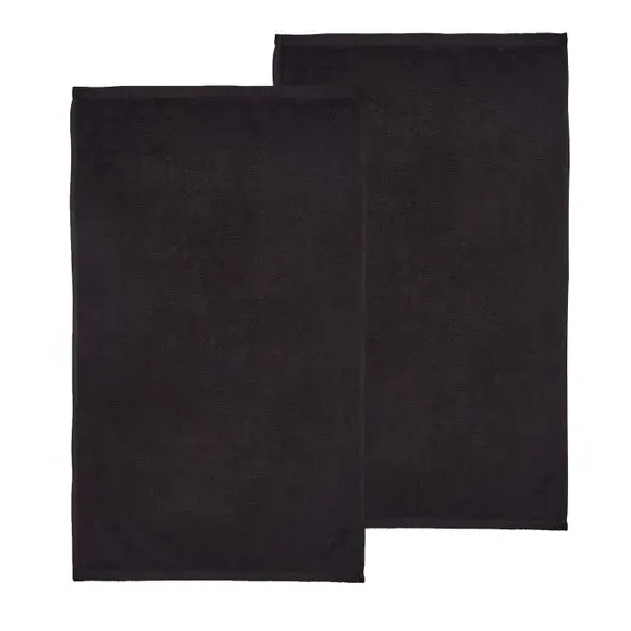 Set of 2 Quick Dry Bath Sheets - Black, Cotton