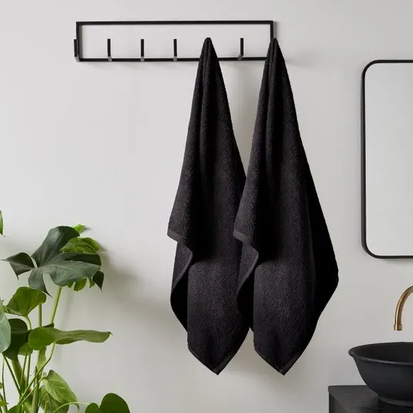 Set of 2 Quick Dry Bath Sheets - Black, Cotton image