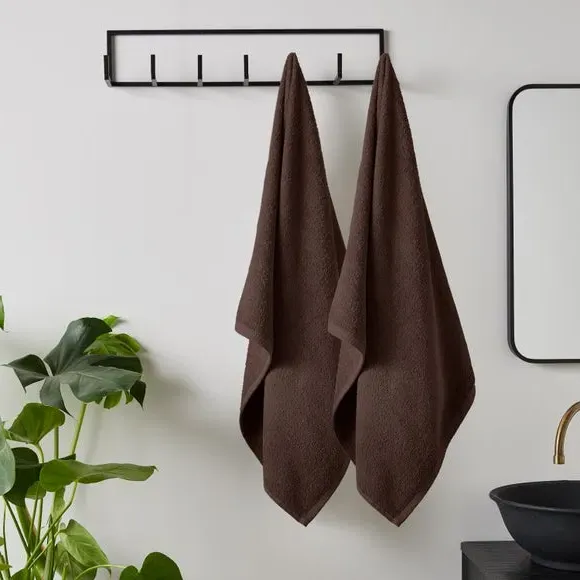 Set of 2 Quick Dry Bath Sheets - Chocolate, Cotton