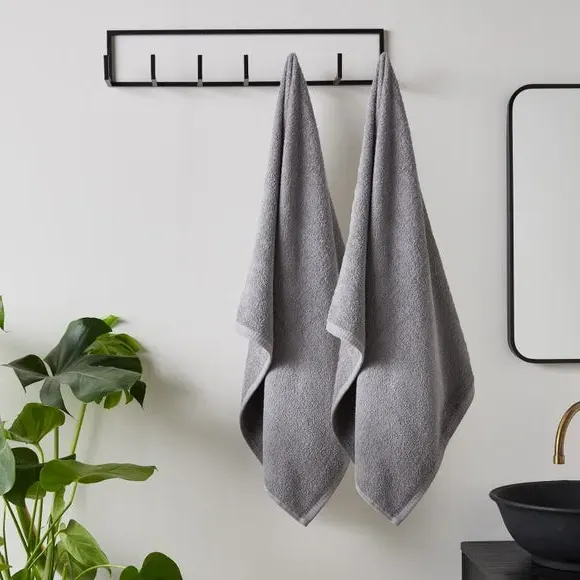 Set of 2 Quick Dry Bath Sheets - Grey, Cotton