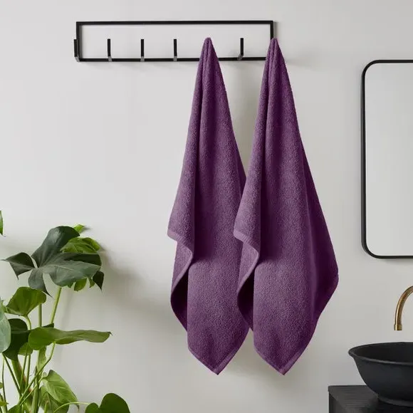 Set of 2 Quick Dry Bath Sheets - Plum, Cotton