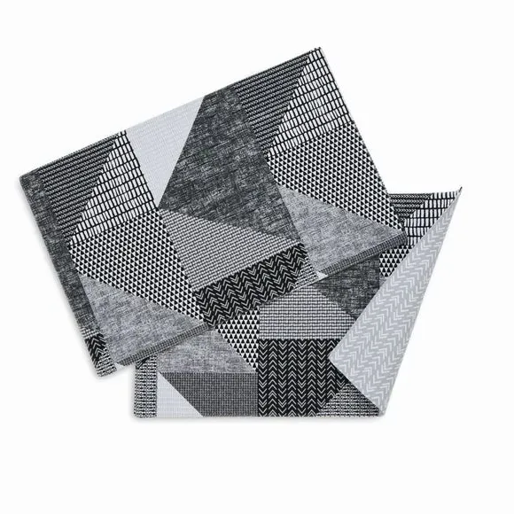Set of 4 Placemats Geometric - Grey, Cotton