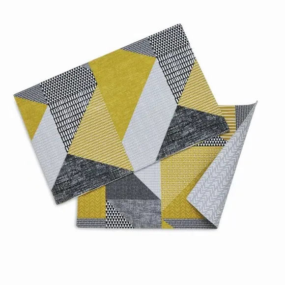 Set of 4 Placemats Geometric - Yellow, Cotton