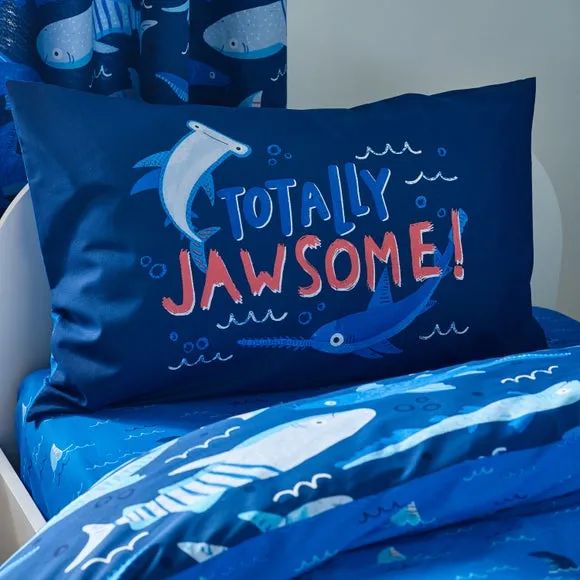 Shark Print Duvet Cover Set - Navy, Polycotton