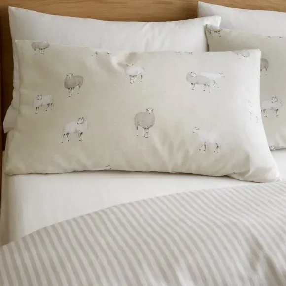 Sheep Print Duvet Cover Set - Natural, Cotton