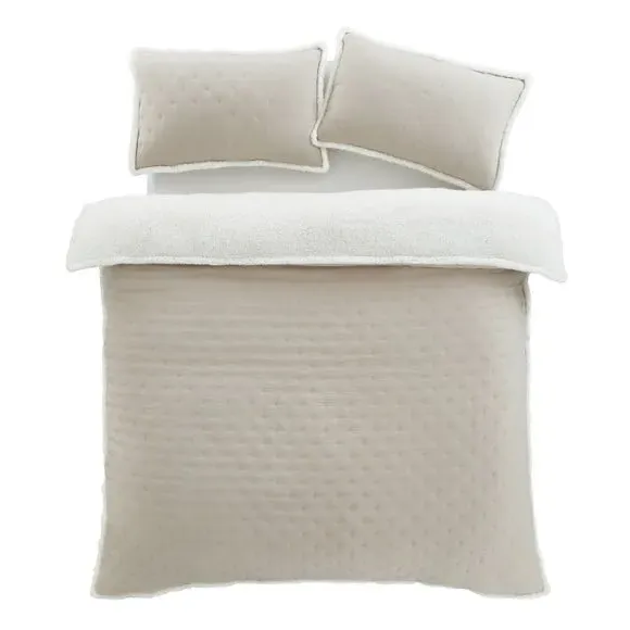 Sherpa Duvet Cover Set with Pillowcase - Cream