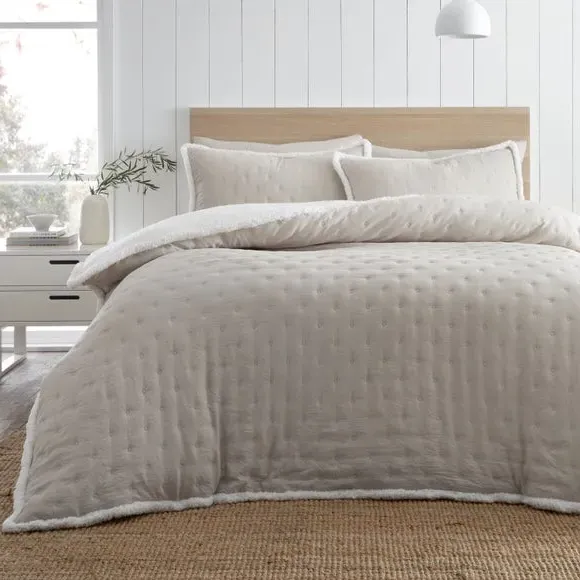 Sherpa Duvet Cover Set with Pillowcase - Cream
