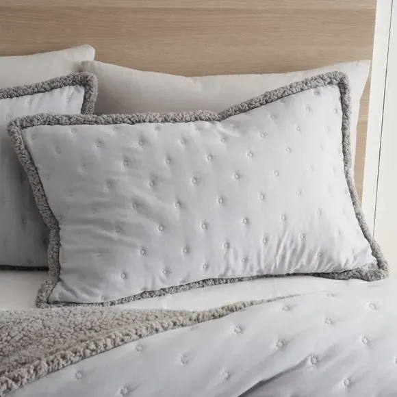 Sherpa Duvet Cover Set with Pillowcase - Silver