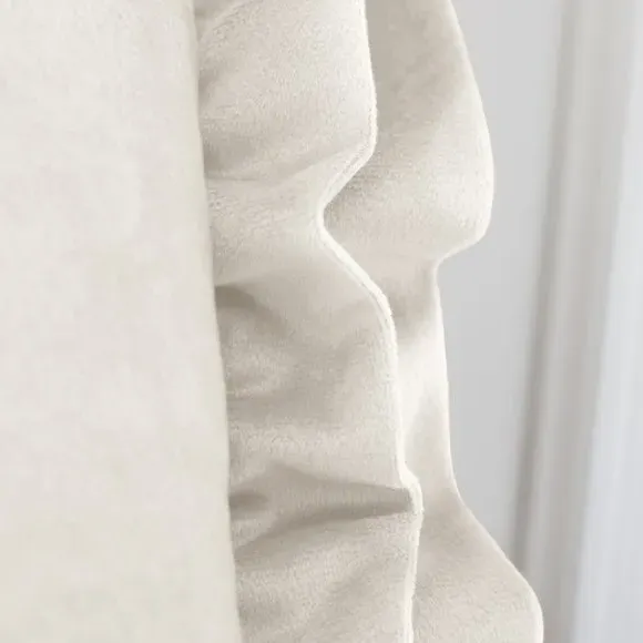 Square Cushion with Double Frill - Cream, Velvet
