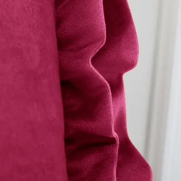 Square Cushion with Double Frill - Pink, Velvet