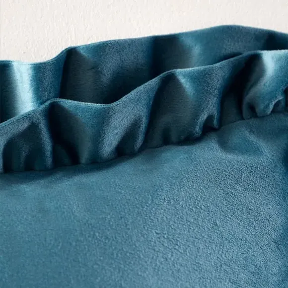 Square Cushion with Double Frill - Teal, Velvet