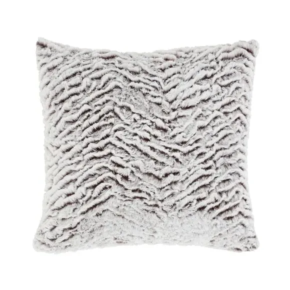 Square Cushion with Faux Fur - Natural