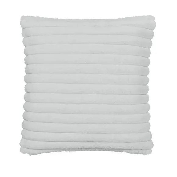 Square Cushion with Ribbed Design - Grey, Fleece