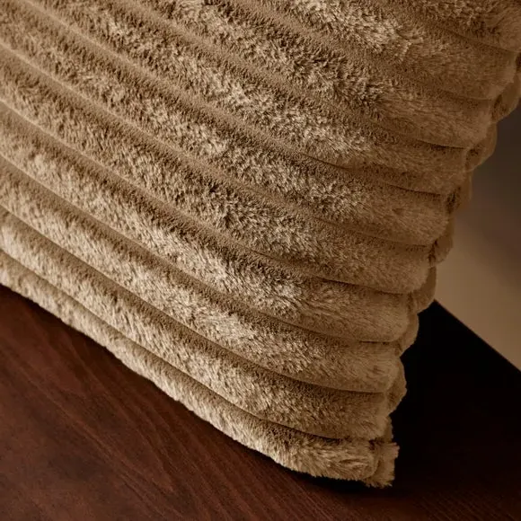 Square Cushion with Ribbed Design - Natural, Fleece