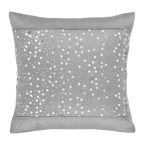 Square Cushion with Sequins - Grey