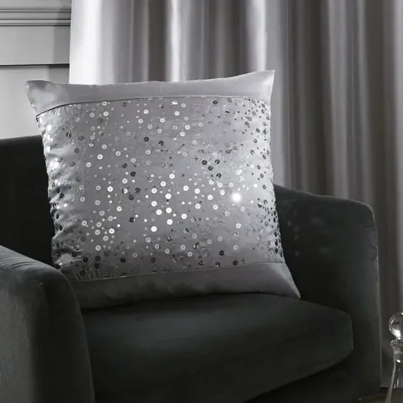 Square Cushion with Sequins - Grey image