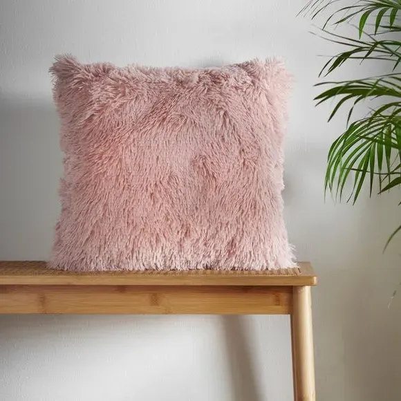 Square Cushion with Shaggy Texture - Blush image