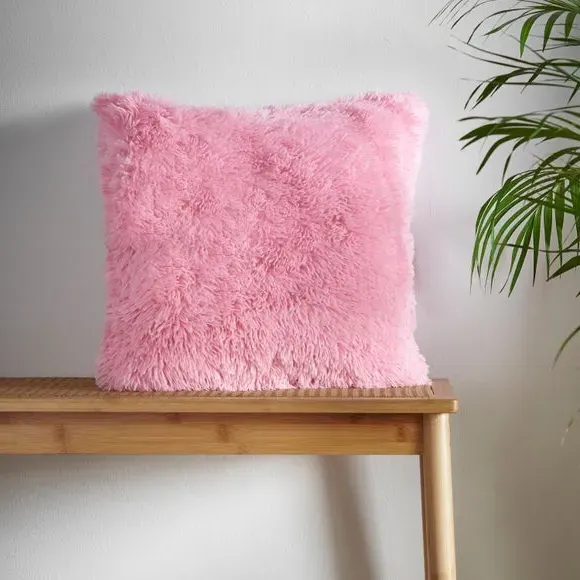 Square Cushion with Shaggy Texture - Candy