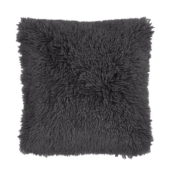 Square Cushion with Shaggy Texture - Charcoal
