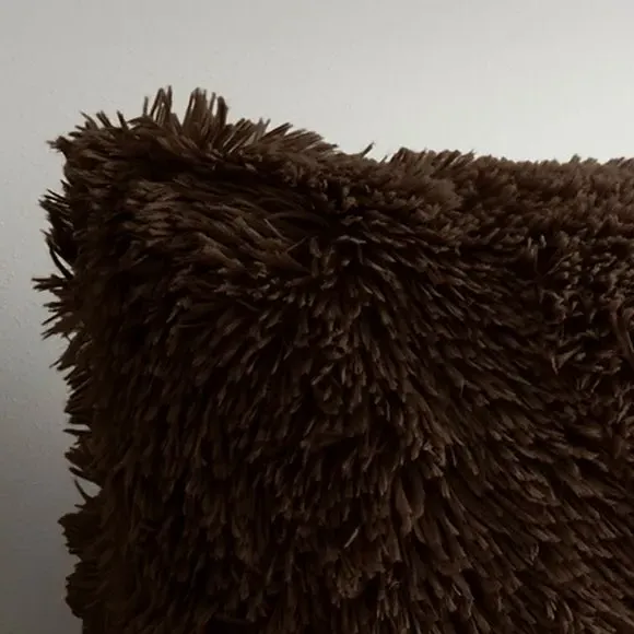 Square Cushion with Shaggy Texture - Chocolate