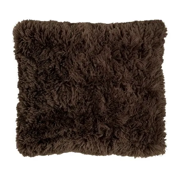 Square Cushion with Shaggy Texture - Chocolate