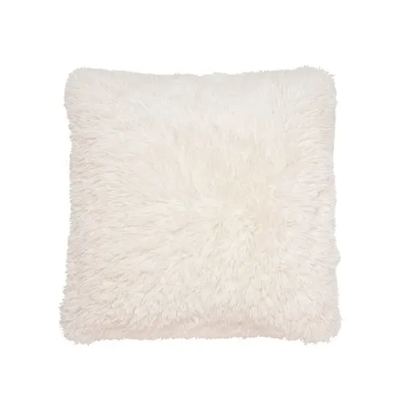 Square Cushion with Shaggy Texture - Cream