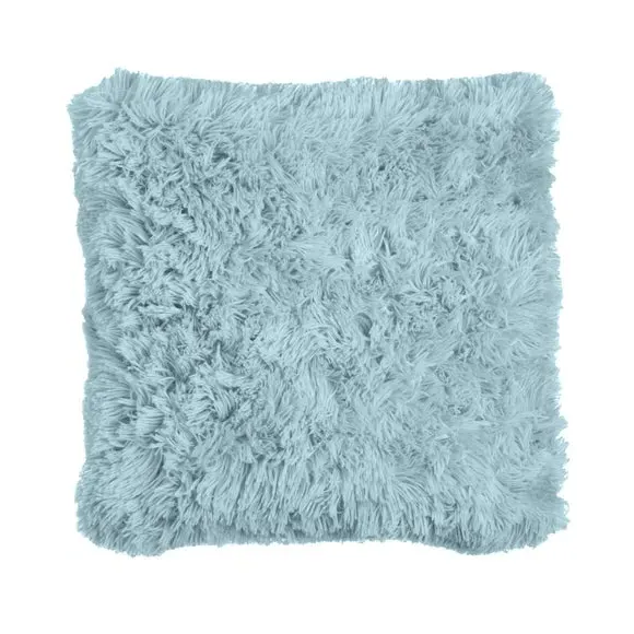 Square Cushion with Shaggy Texture - Duck Egg