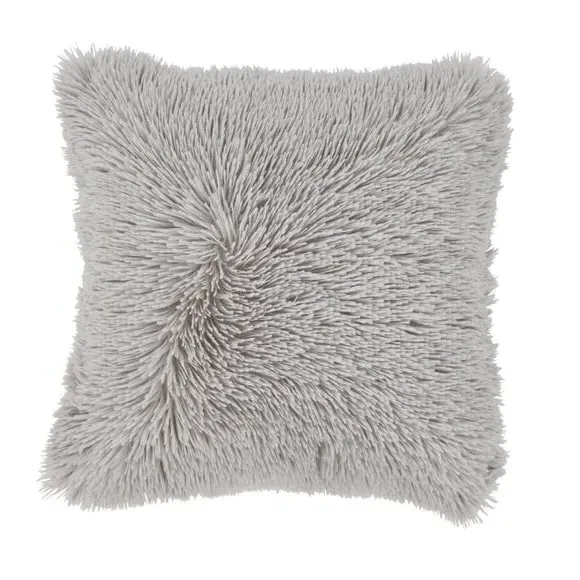 Square Cushion with Shaggy Texture - Silver