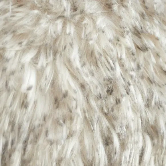 Square Cushion with Zipper - Grey, Faux Fur