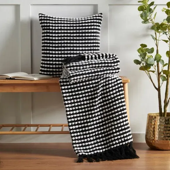 Stab Stitch Cushion - Black