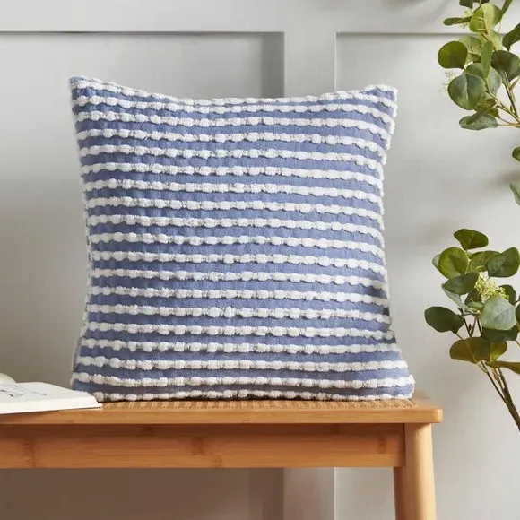 Stab Stitch Cushion - Blue