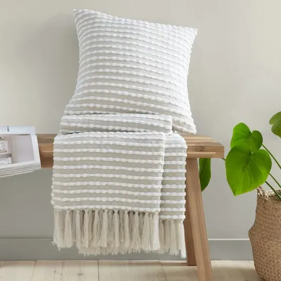 Stab Stitch Cushion - Natural