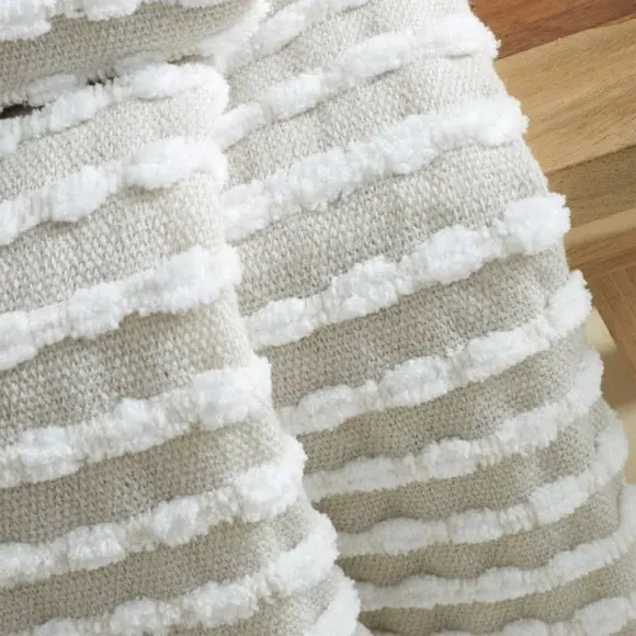 Stab Stitch Throw Blanket with Tassels - Natural