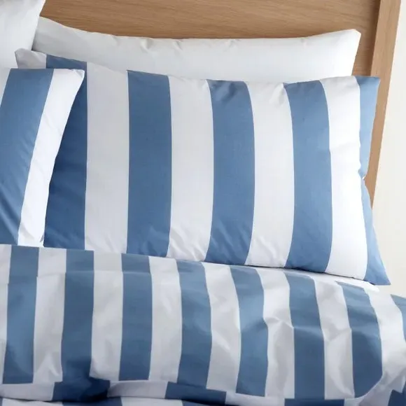 Stripe Duvet Cover Set - Blue, Cotton Blend