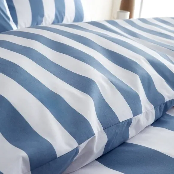 Stripe Duvet Cover Set - Blue, Cotton Blend