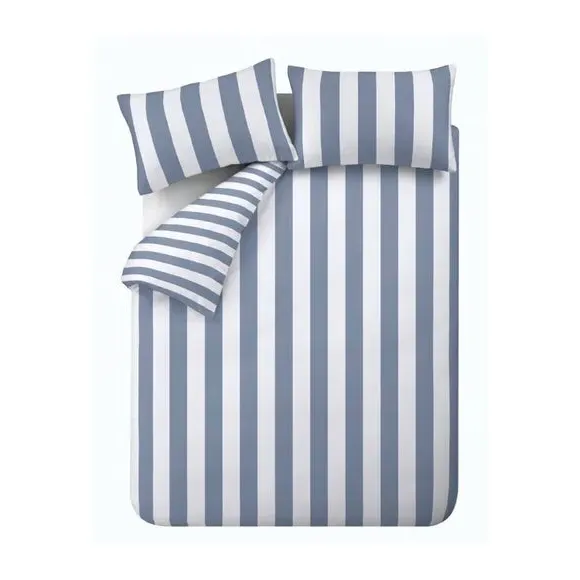 Stripe Duvet Cover Set - Blue, Cotton Blend