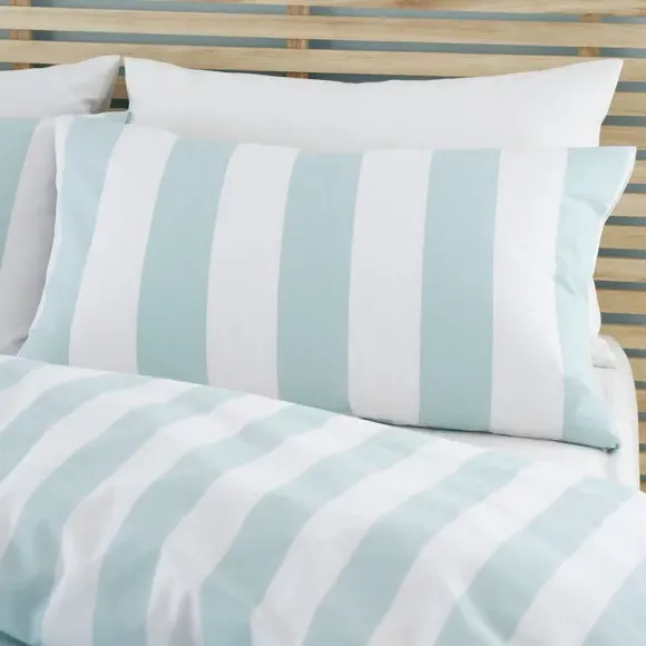 Stripe Duvet Cover Set - Duck Egg, Cotton Blend