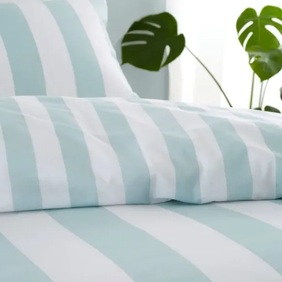 Stripe Duvet Cover Set - Duck Egg, Cotton Blend