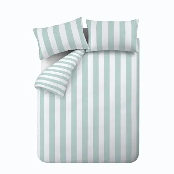 Stripe Duvet Cover Set - Duck Egg, Cotton Blend