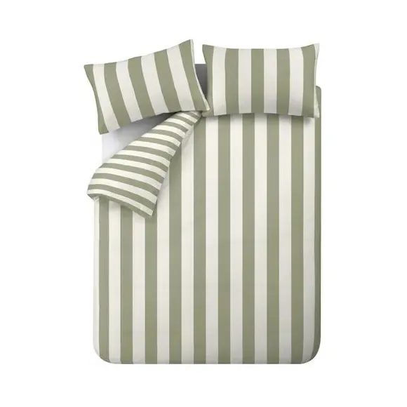 Stripe Duvet Cover Set - Green, Cotton Blend