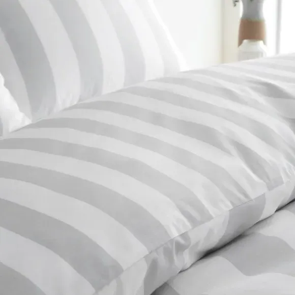 Stripe Duvet Cover Set - Grey, Cotton Blend
