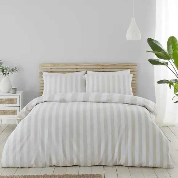 Stripe Duvet Cover Set - Natural, Cotton Blend