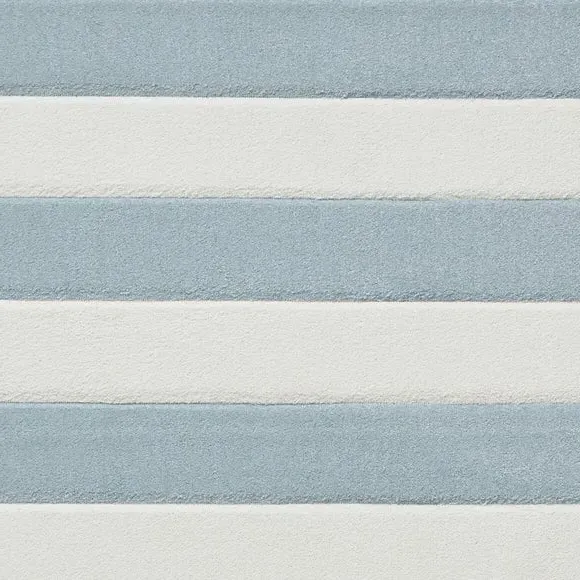 Striped Area Rug Hand-Carved - Blue