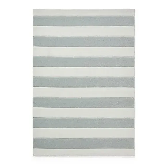 Striped Area Rug Hand-Carved - Green