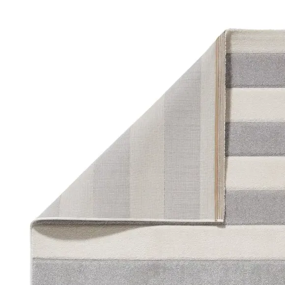 Striped Area Rug Hand-Carved - Grey