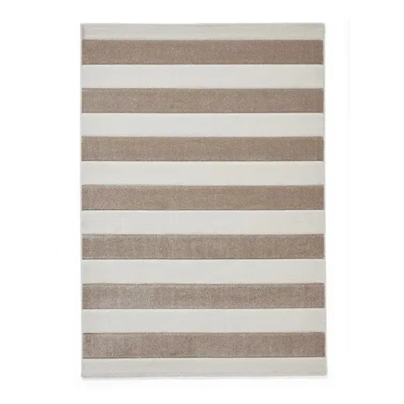 Striped Area Rug Hand-Carved - Natural