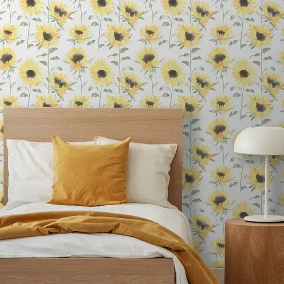 Sunflower Wallpaper with Matte Finish - Yellow