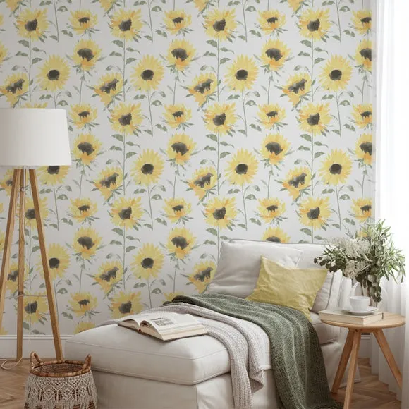 Sunflower Wallpaper with Matte Finish - Yellow