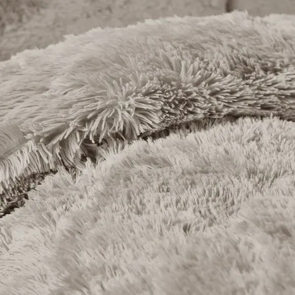 Super King Duvet Cover Set - Natural, Faux Fur