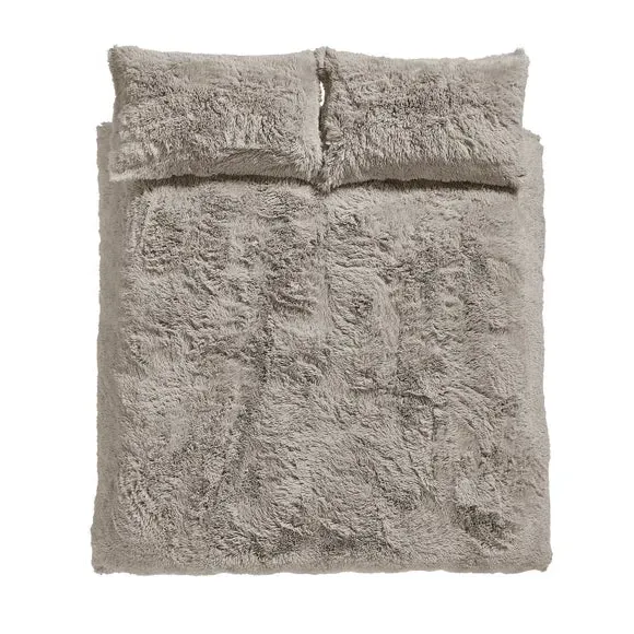 Super King Duvet Cover Set - Natural, Faux Fur